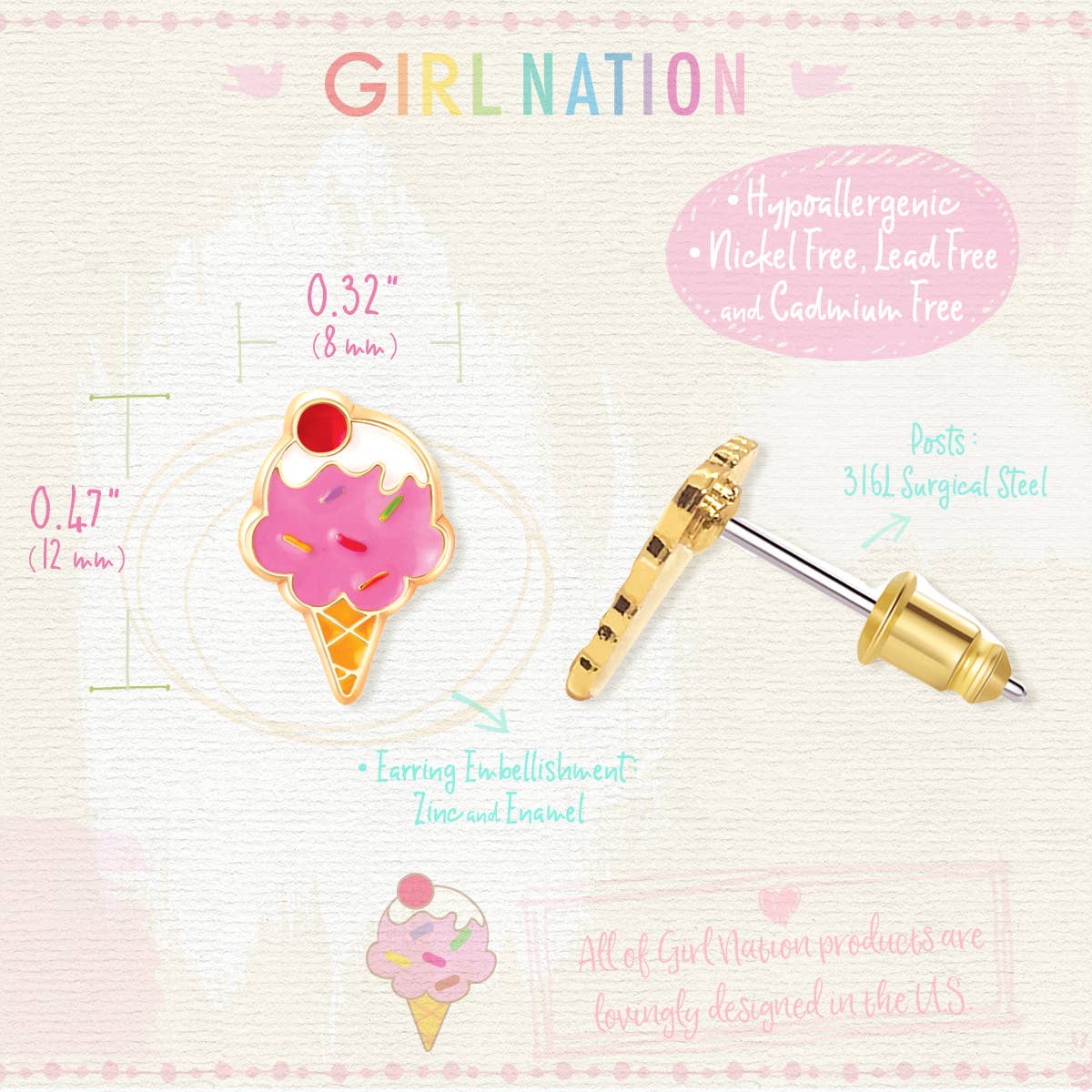 Ice Cream Dream Stud Earrings