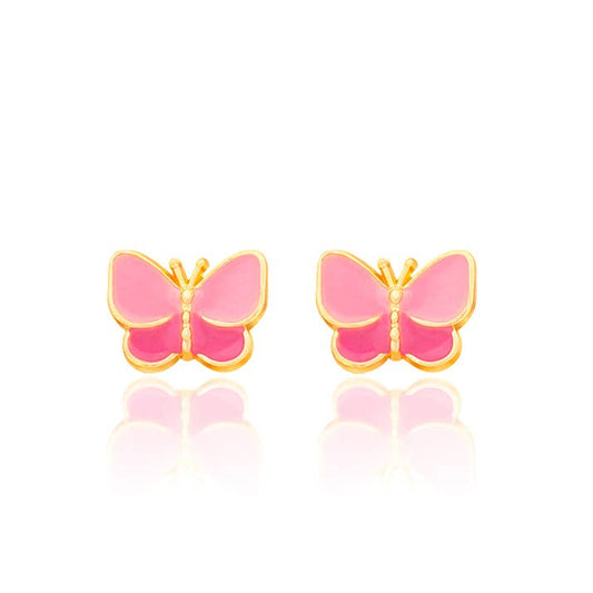 Sweet Pink Butterfly Stud Earrings