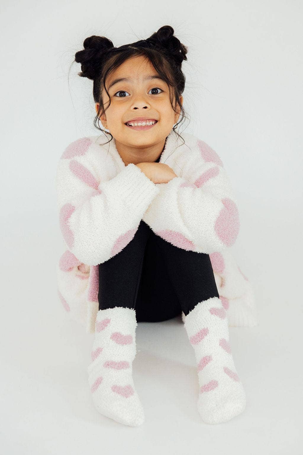 Coconut/Pink Heart Cozy Cardigan