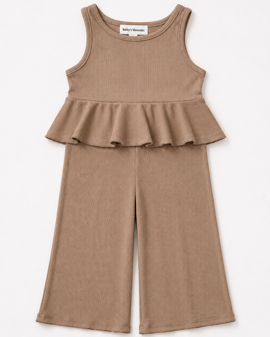 Peplum Top & Wide Leg Two Piece Set