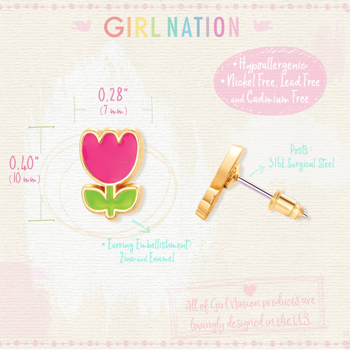 Tiny Tulip Stud Earrings