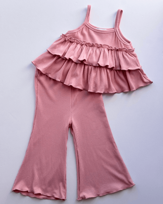 Pink Ruffle Tank Two-Piece Set