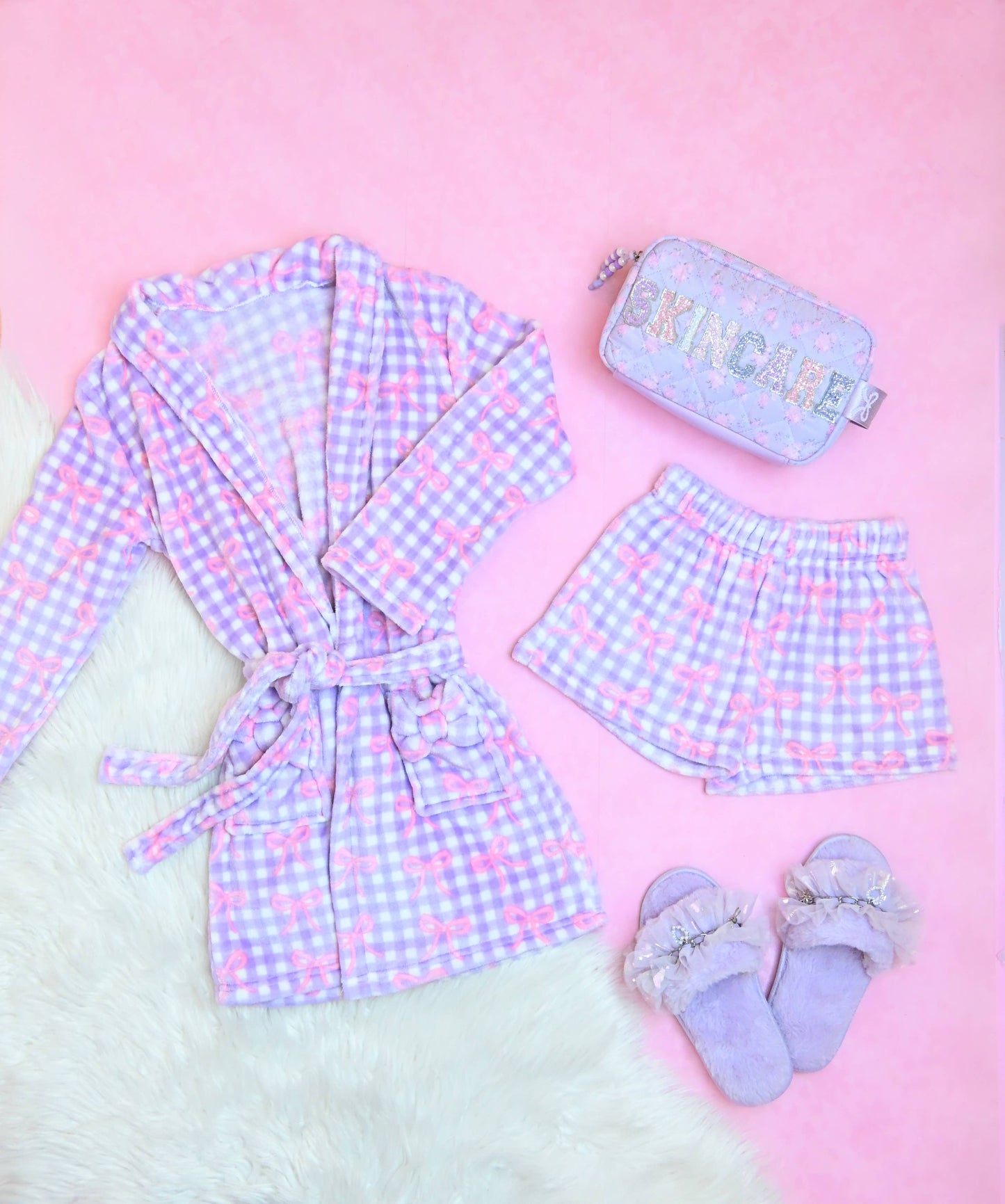 Gingham Bow Cozy Bathrobe