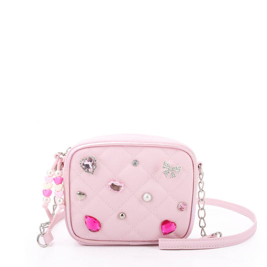 Quilted Rhinestone Mini Crossbody Bag