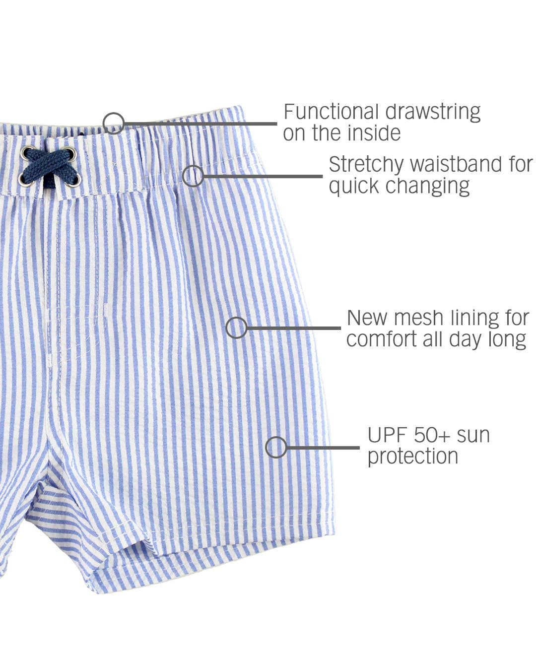 Blue Seersucker Swim Trunks