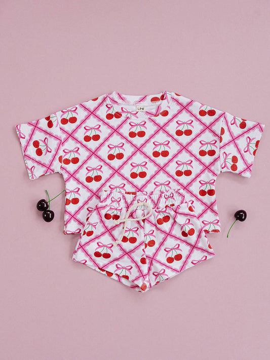 Cherry Bow Shorts Set