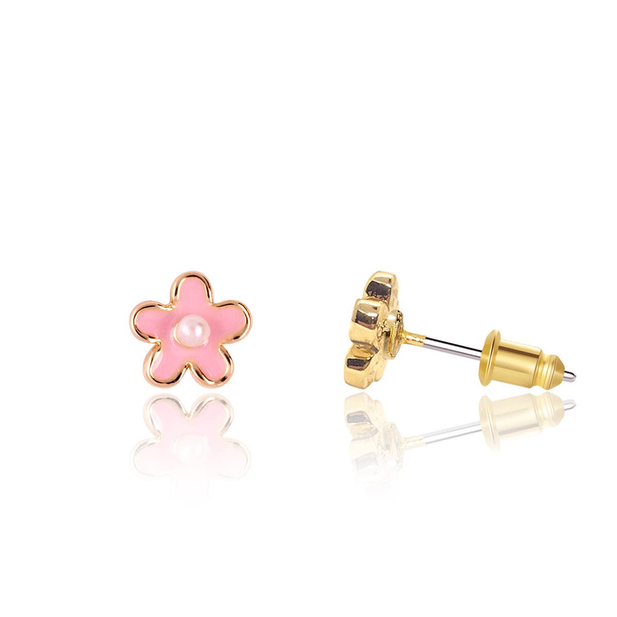 Pink Fancy Flower Stud Earrings