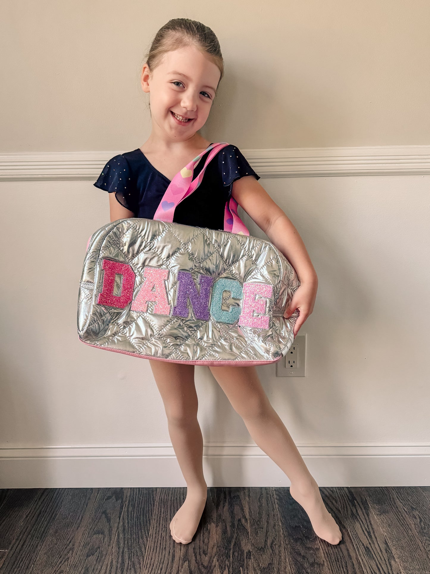 'Dance' Metallic Quilted Medium Duffle Bag