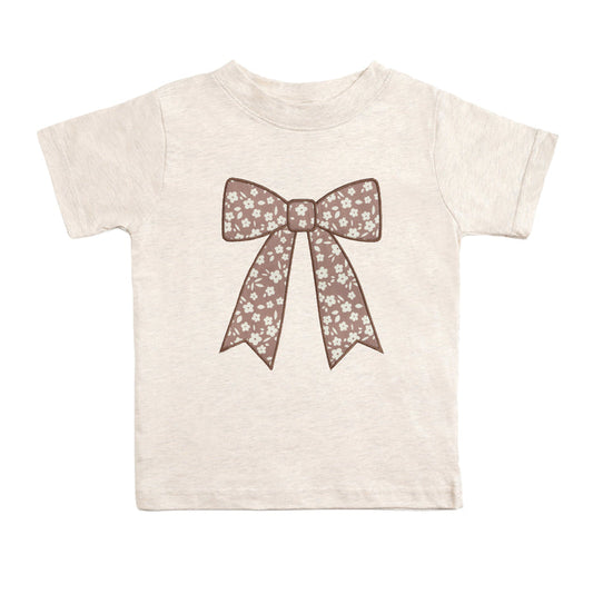 Mocha Floral Bow Short Sleeve Shirt