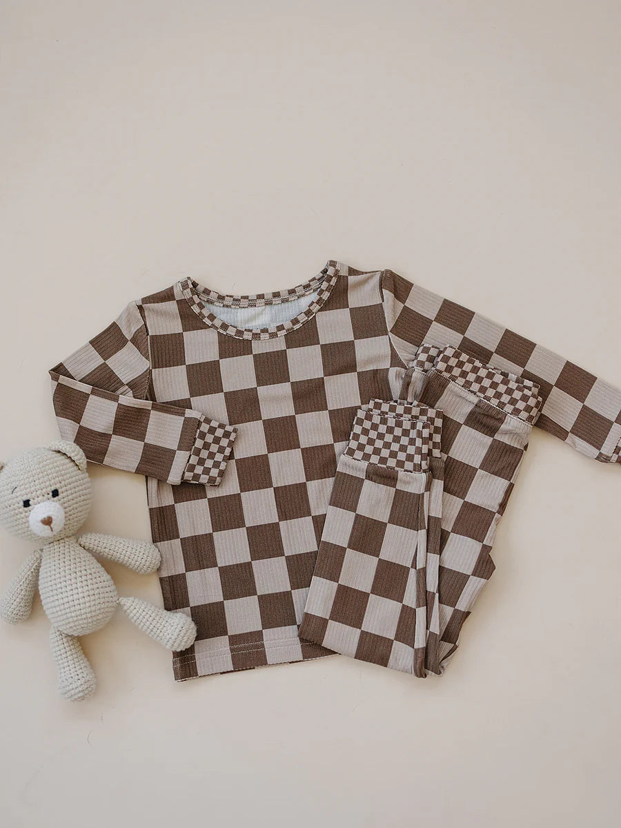 Latte Checkered Lounge Set