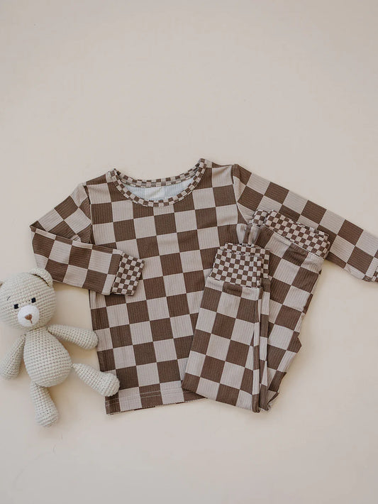 Latte Checkered Lounge Set