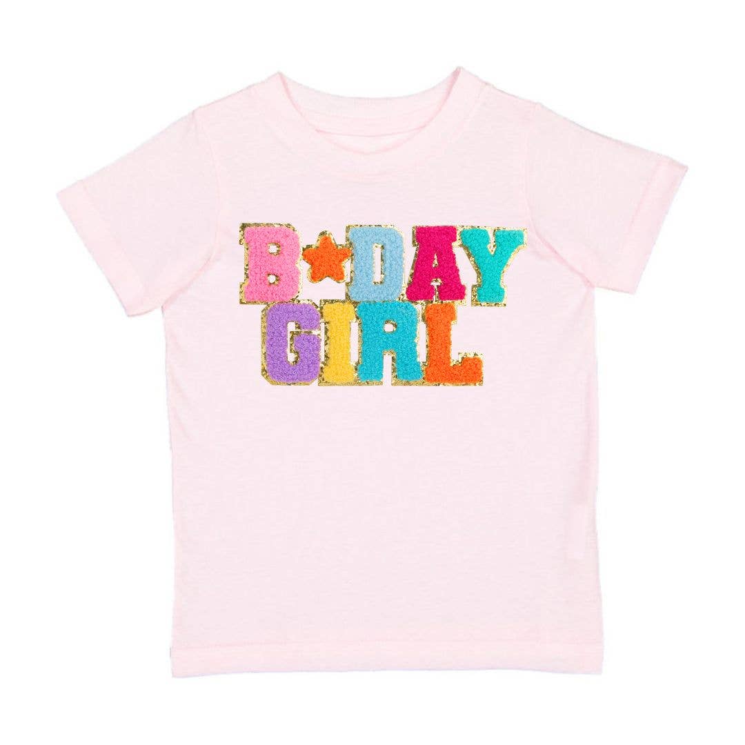Birthday Girl Patch Short Sleeve T-Shirt - Pink