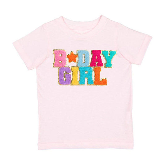 Birthday Girl Patch Short Sleeve T-Shirt - Pink