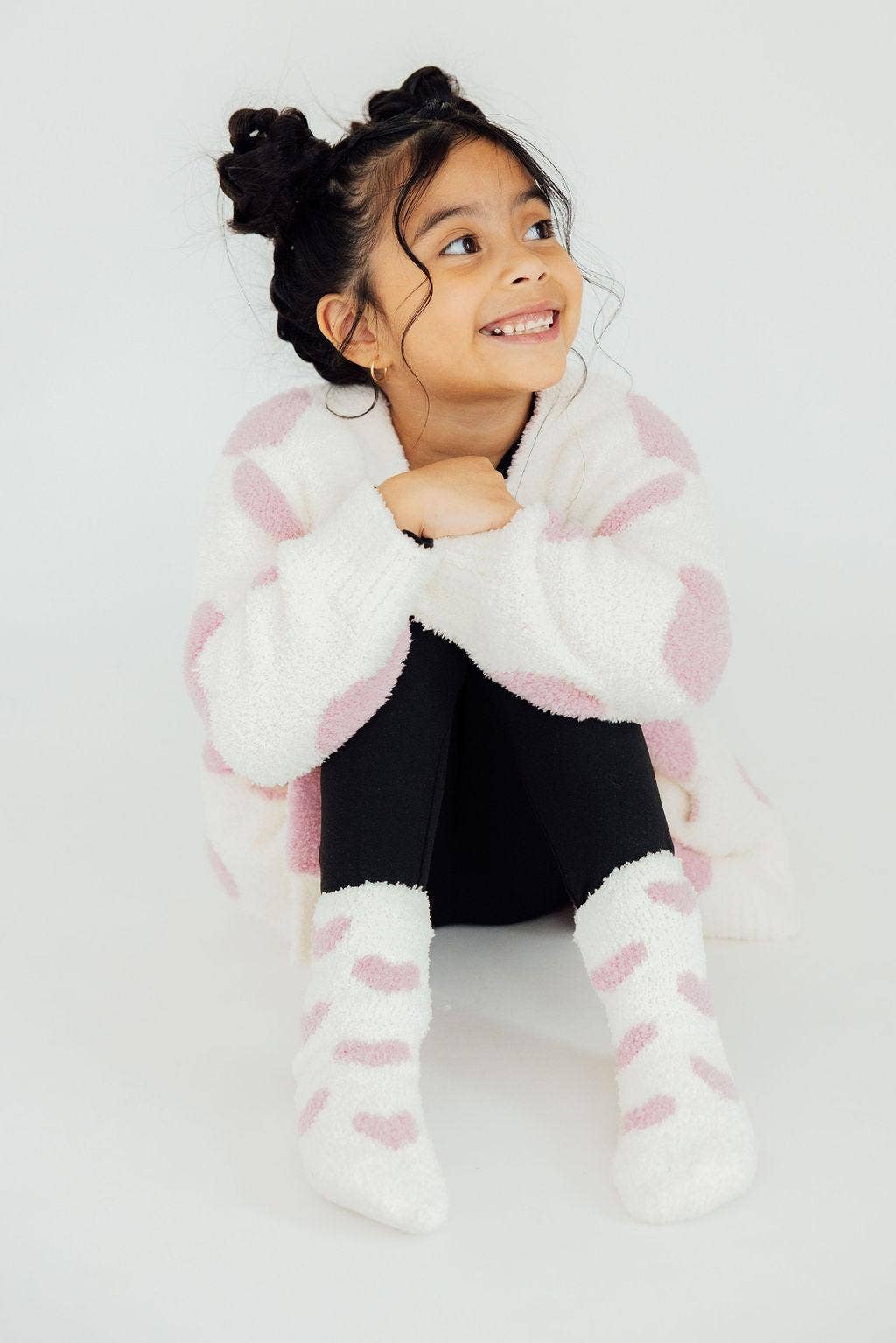 Coconut/Pink Heart Cozy Cardigan