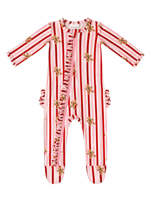 Gingerbread Lane Pink Ruffle Footie