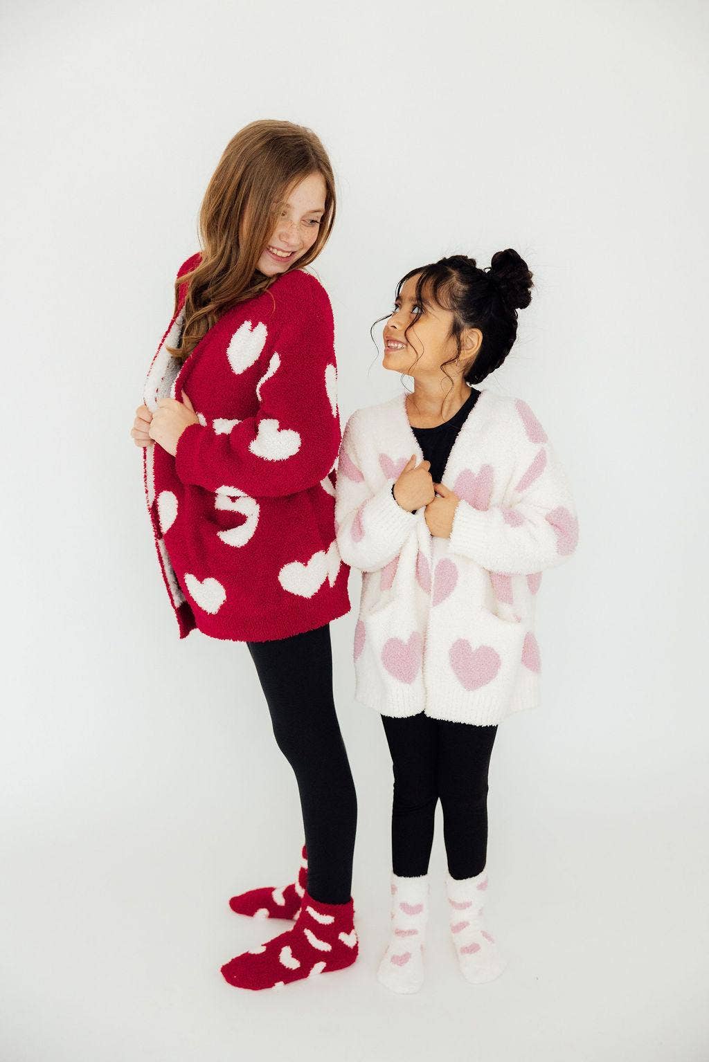 Coconut/Pink Heart Cozy Cardigan