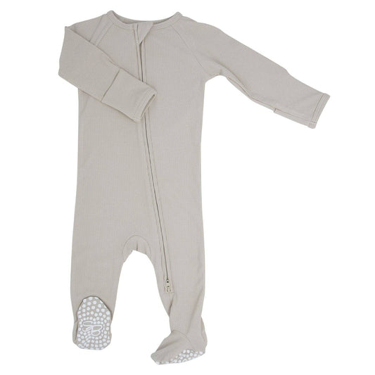 Oatmeal Rib Zipper Footie