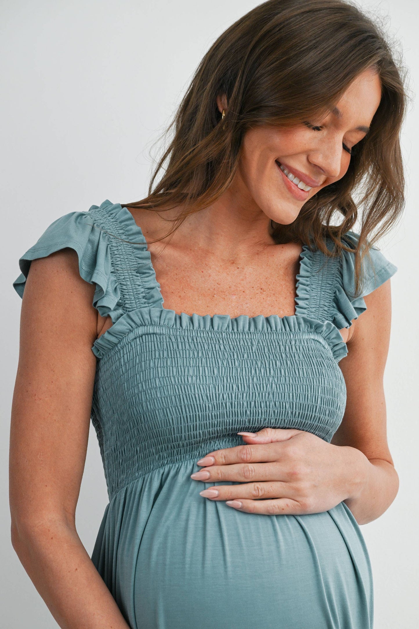 Smocked Tiered Maternity Mini Dress