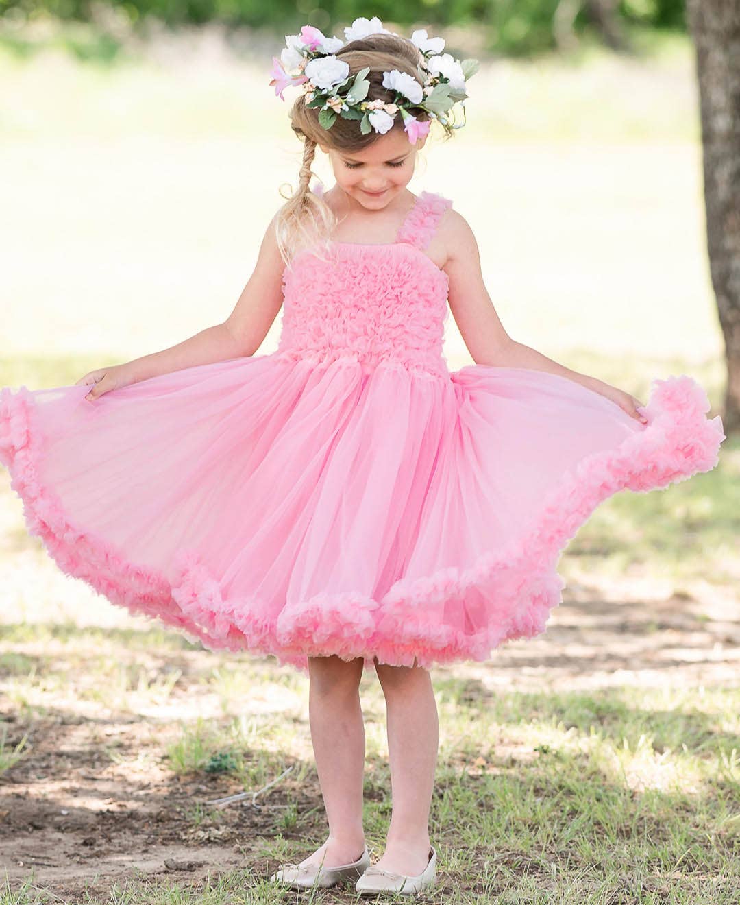 Pink Tulle Sleeveless Princess Dress