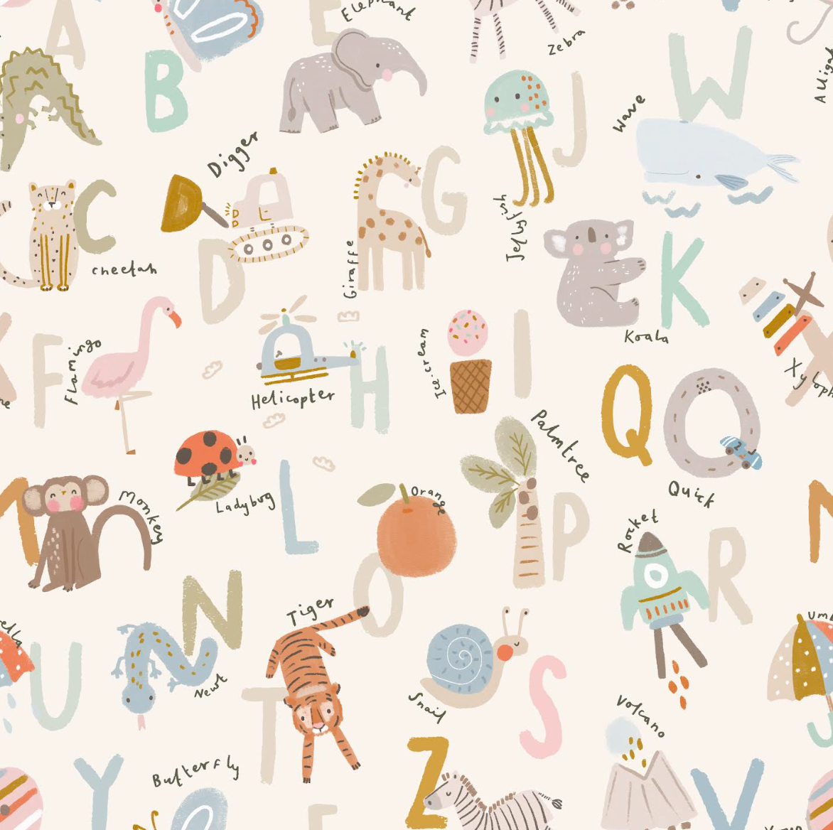 Animal ABC Bamboo Knotted Baby Gown + Hat