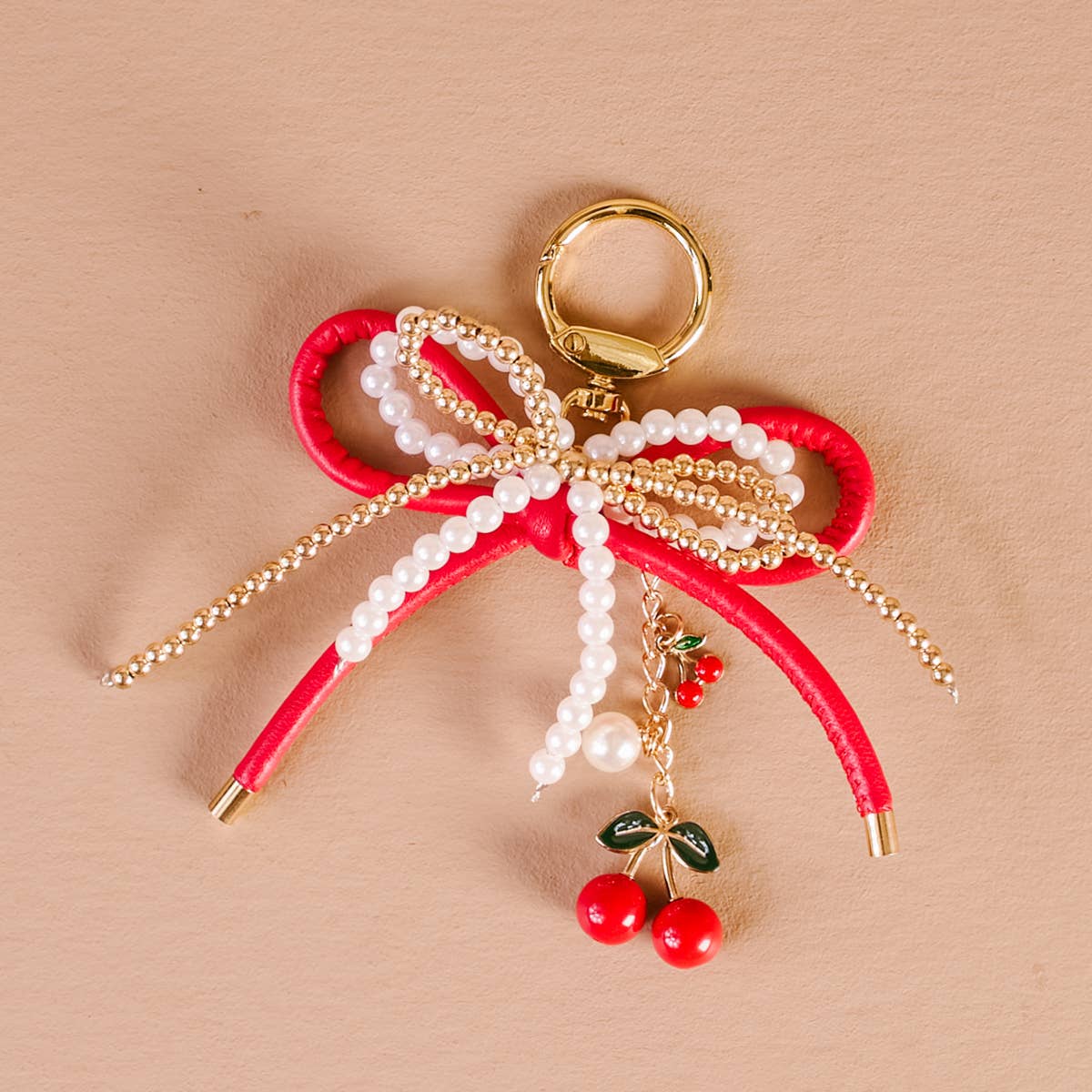 Layered Bows Bag Charm – Cherry Bliss