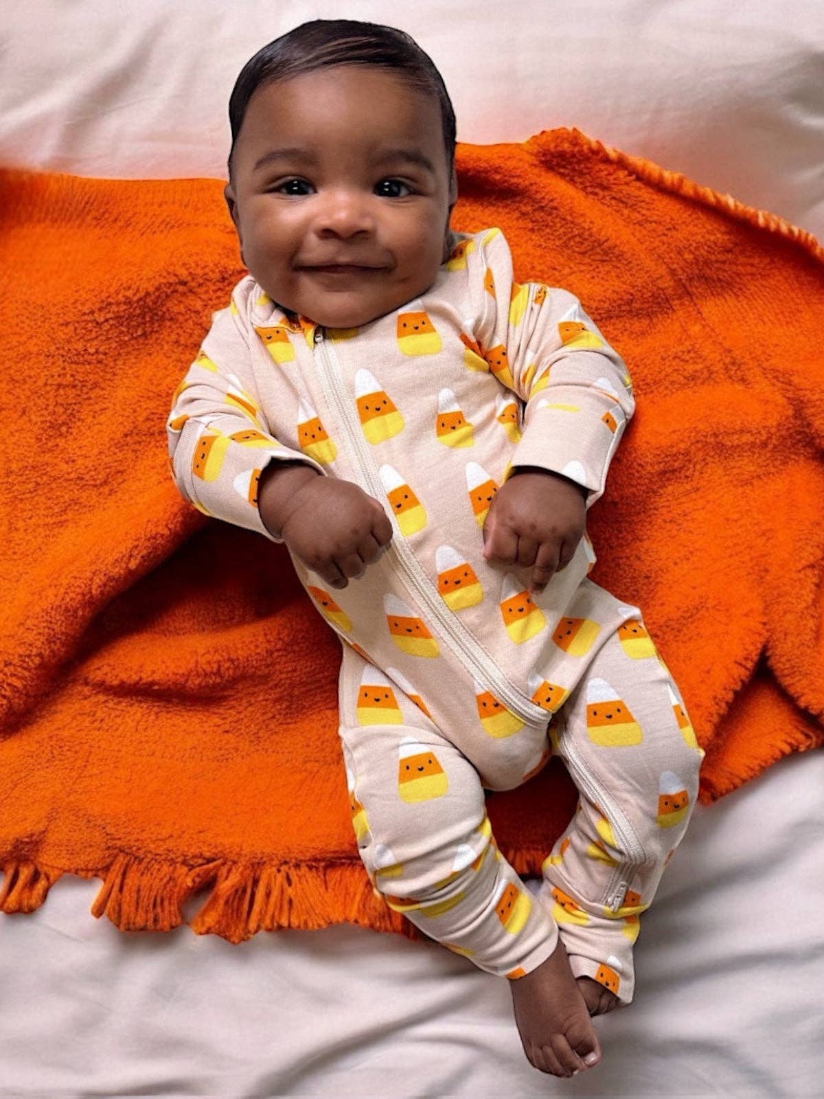 Candy Corn 2-Way Zip Romper