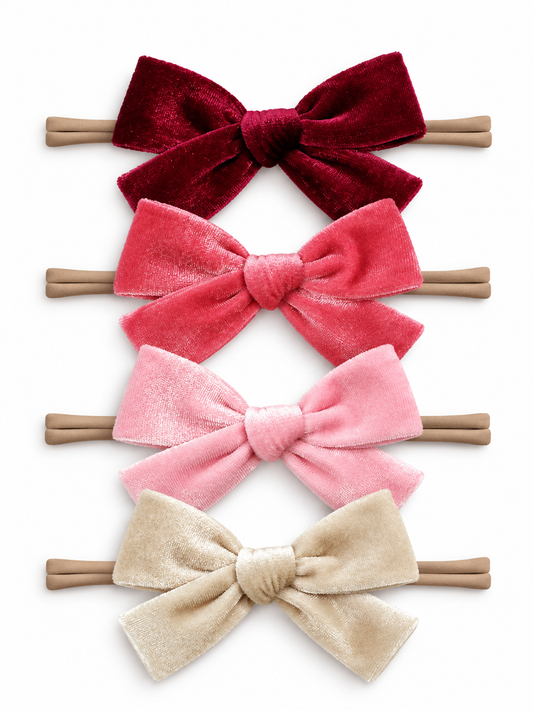4-Pack Velvet Nylon Bows-Vintage Rose