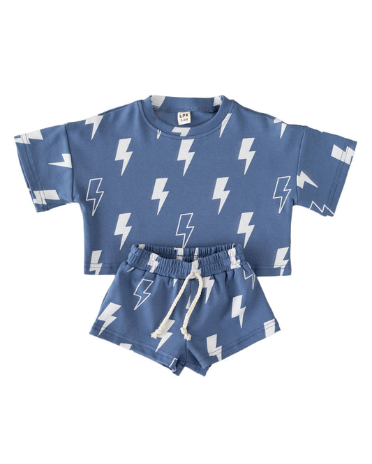 Blue Bolts Shorts Set