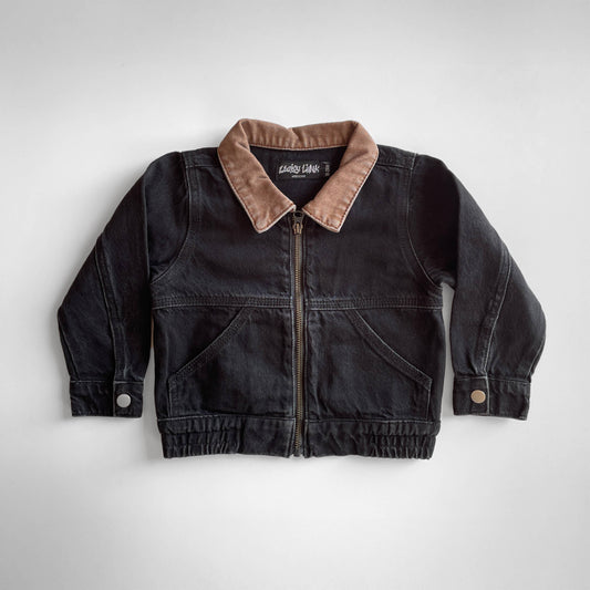 Black Vintage-Wash Denim Jacket