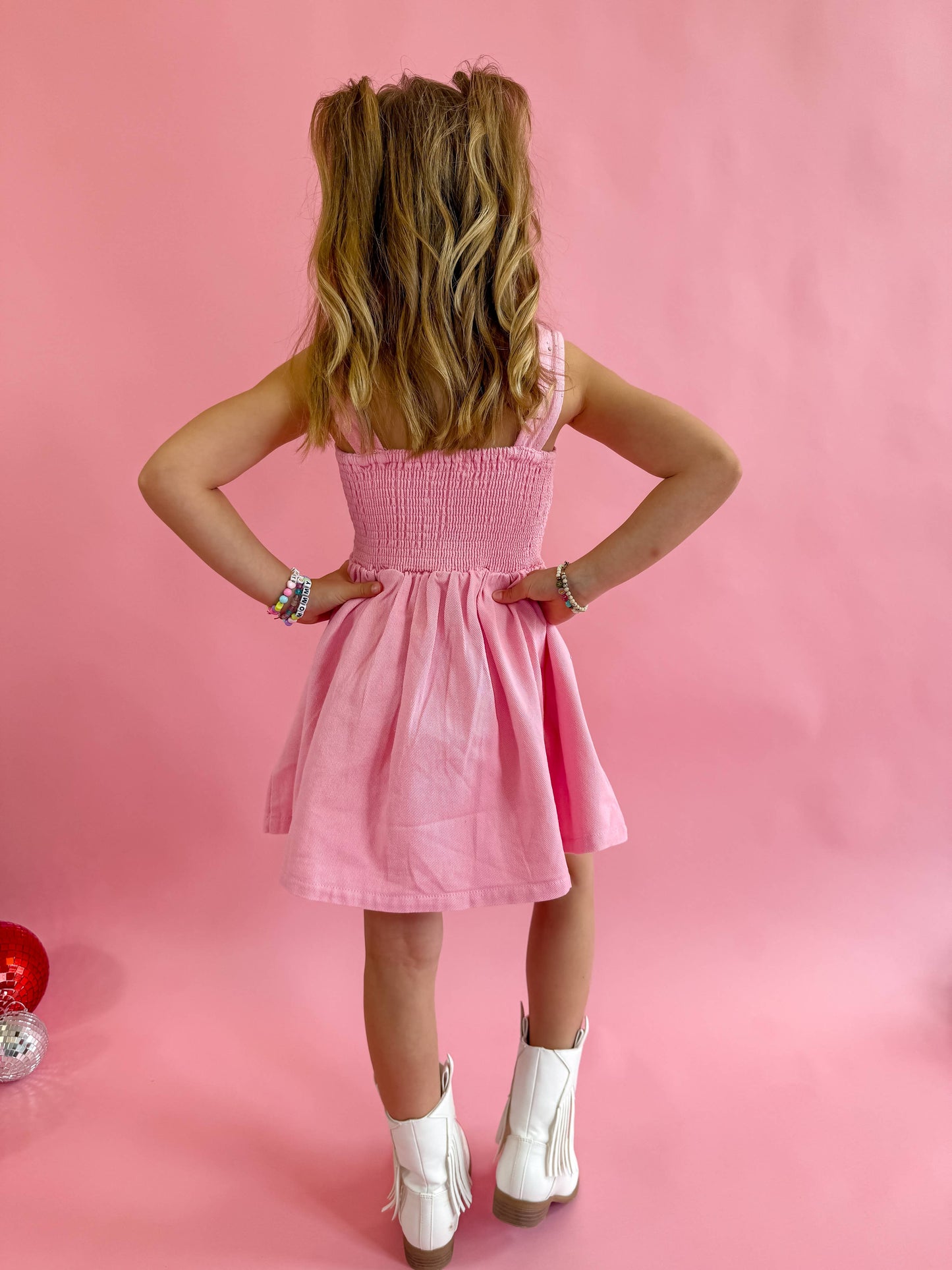 Pink Denim Sparkle Dress