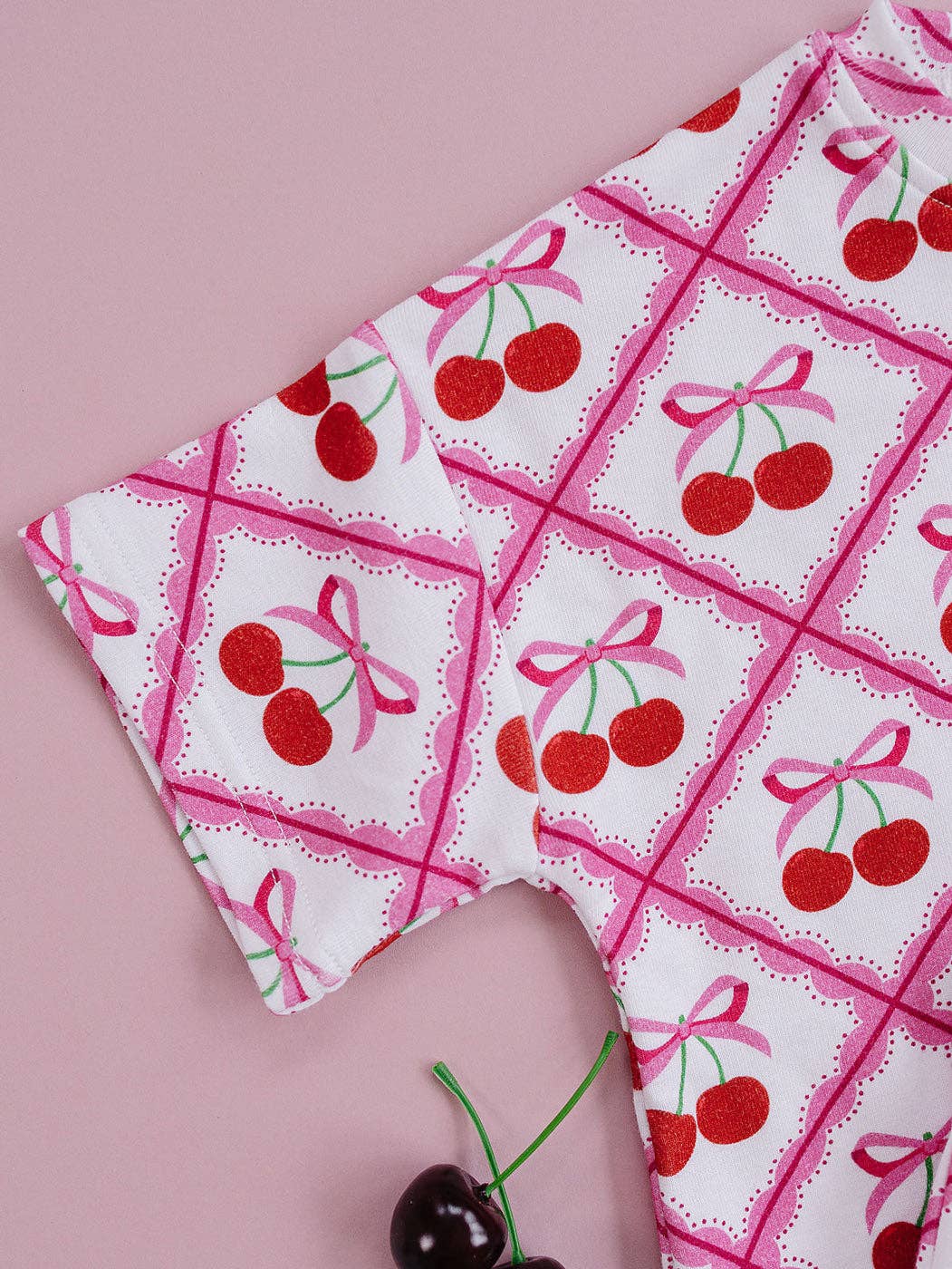 Cherry Bow Shorts Set