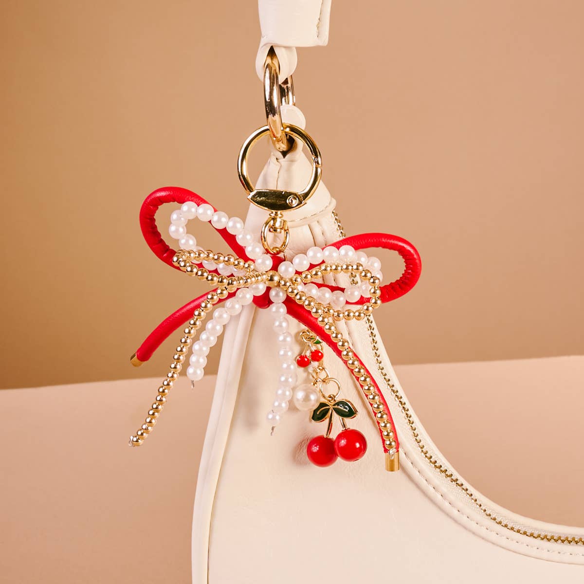 Layered Bows Bag Charm – Cherry Bliss