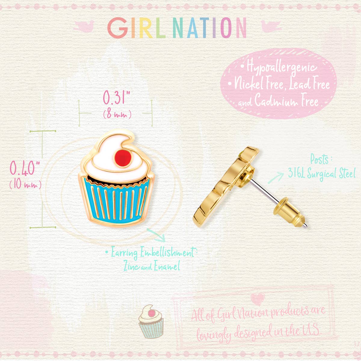 Classic Cupcake Stud Earrings