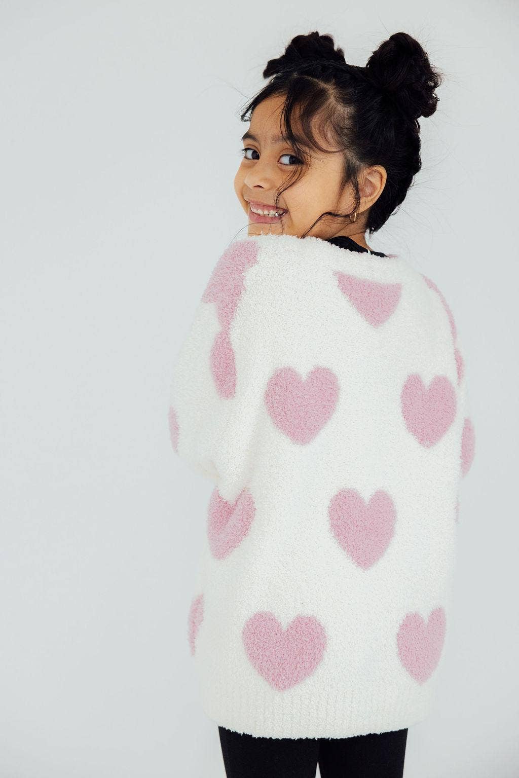 Coconut/Pink Heart Cozy Cardigan