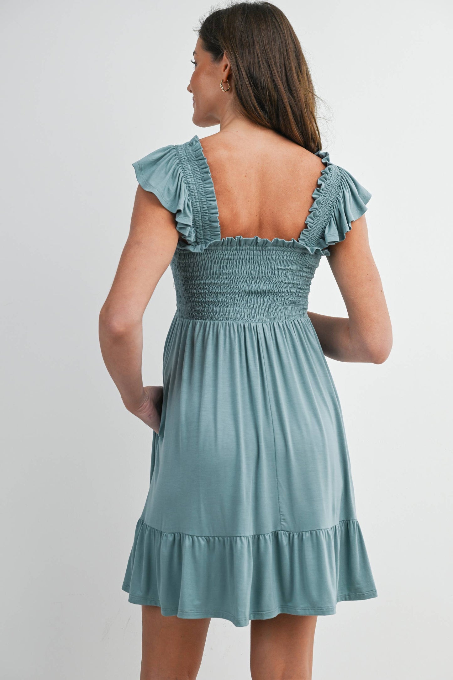 Smocked Tiered Maternity Mini Dress