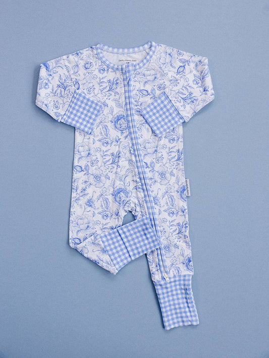 Blue Flowers Bamboo Romper