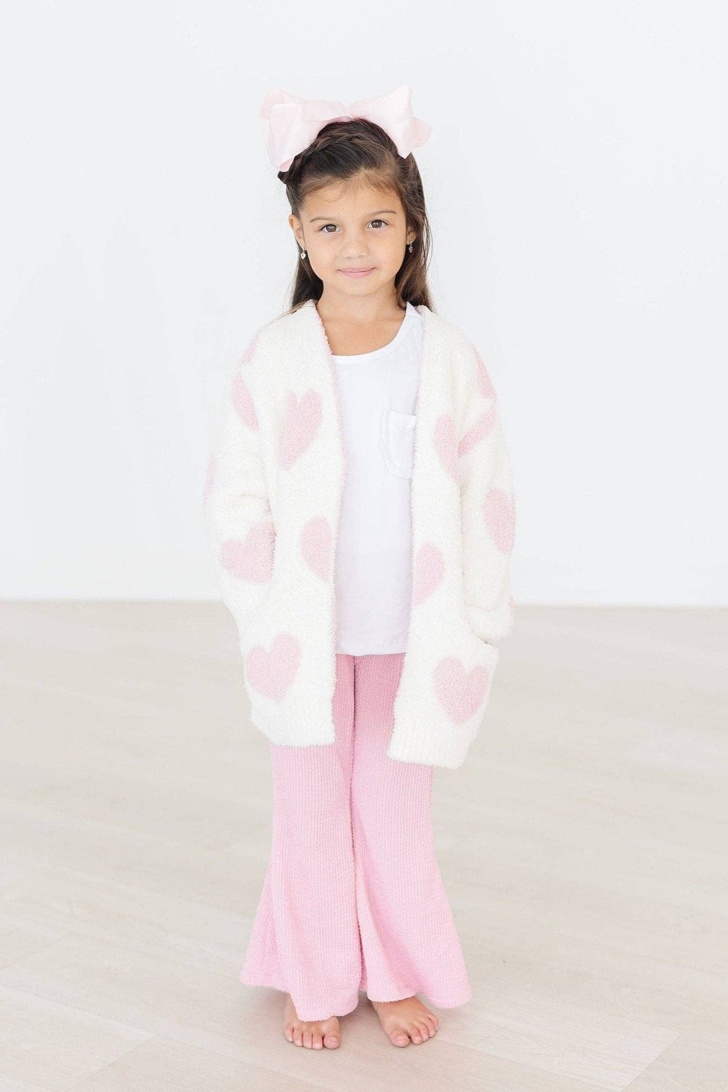 Coconut/Pink Heart Cozy Cardigan