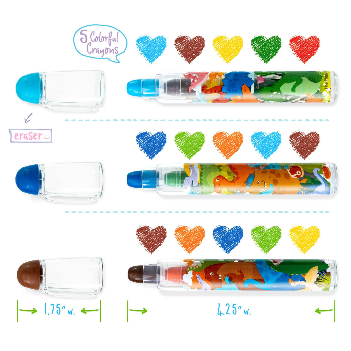 Color Stack to Go Erasable Dinosaur Crayons