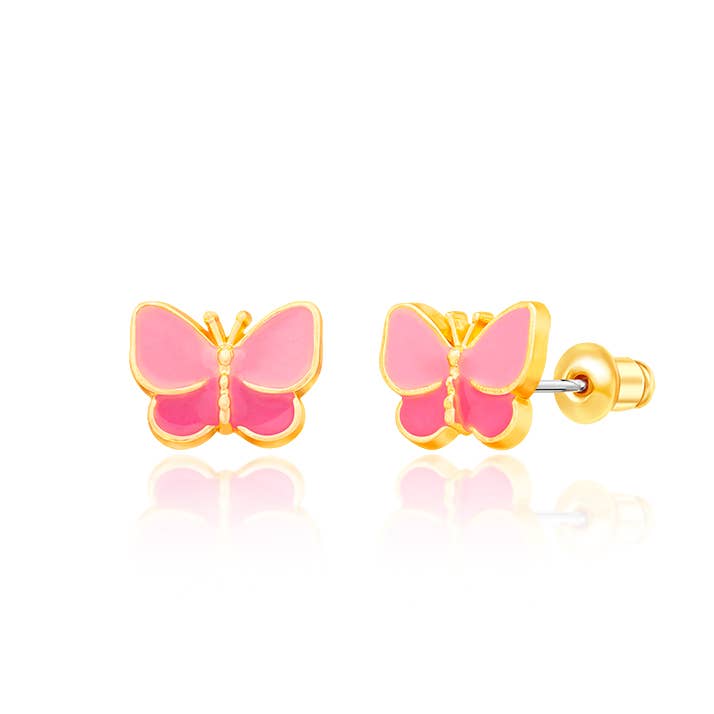 Sweet Pink Butterfly Stud Earrings