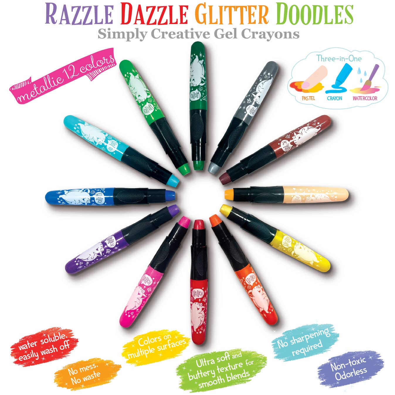 Dancing Star Glitter Twistable Gel Crayons