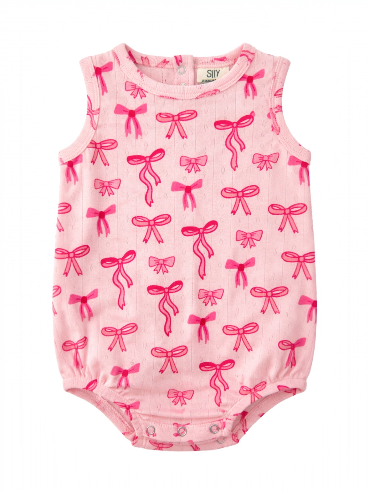 Pink Bows Organic Pointelle Bubble