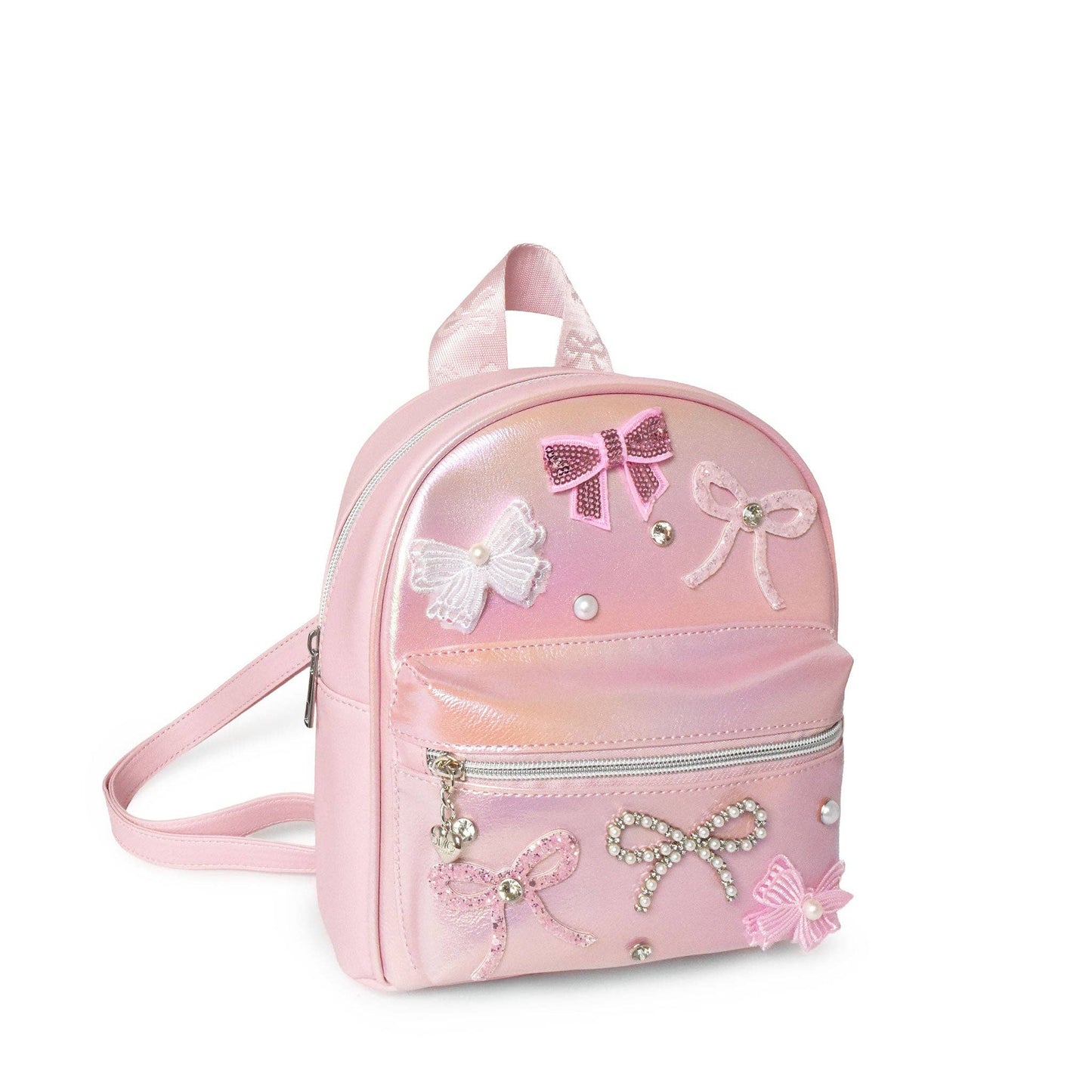 Metallic Bow Patched Mini Backpack