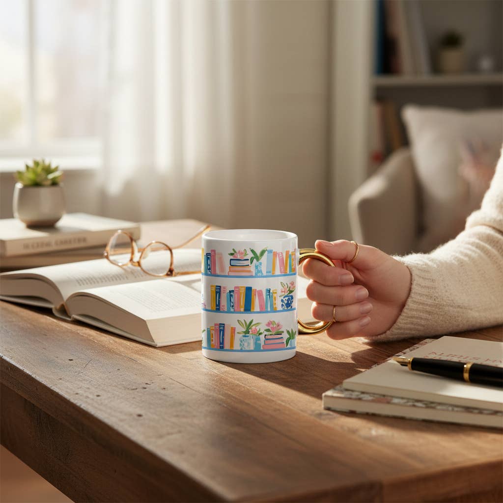 11 oz Ceramic Mug – Book Shelfie