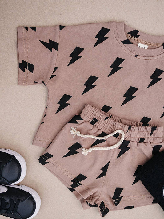 Mocha Bolts Shorts Set
