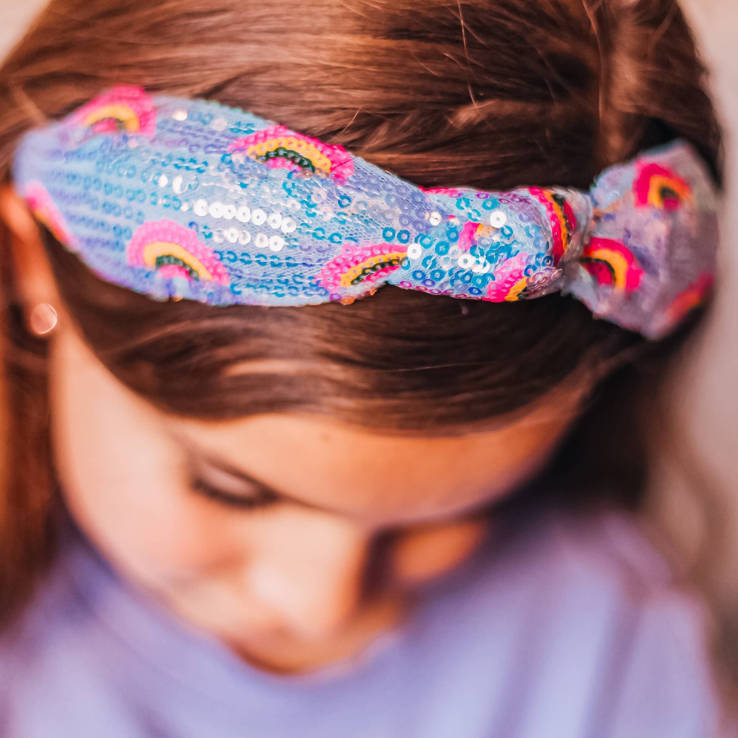 Sequin Knot Headband - Rainbow