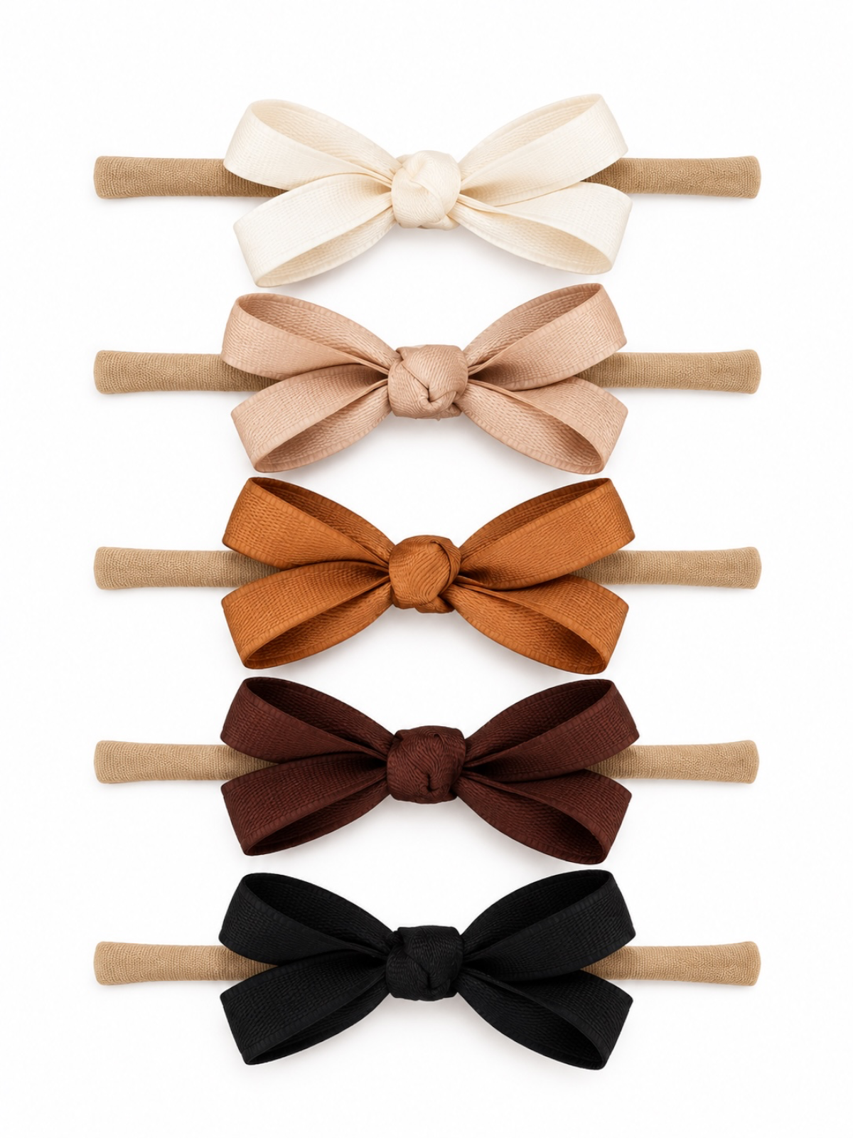 5-Pack Petite Nylon Bows-Toasted Neutrals