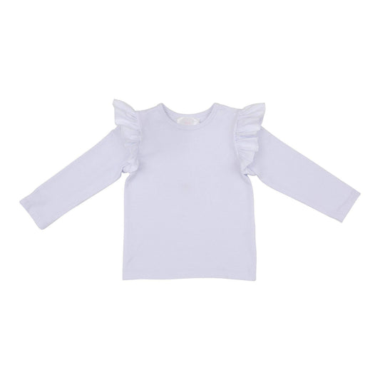 White Long Sleeve Ruffle Tee