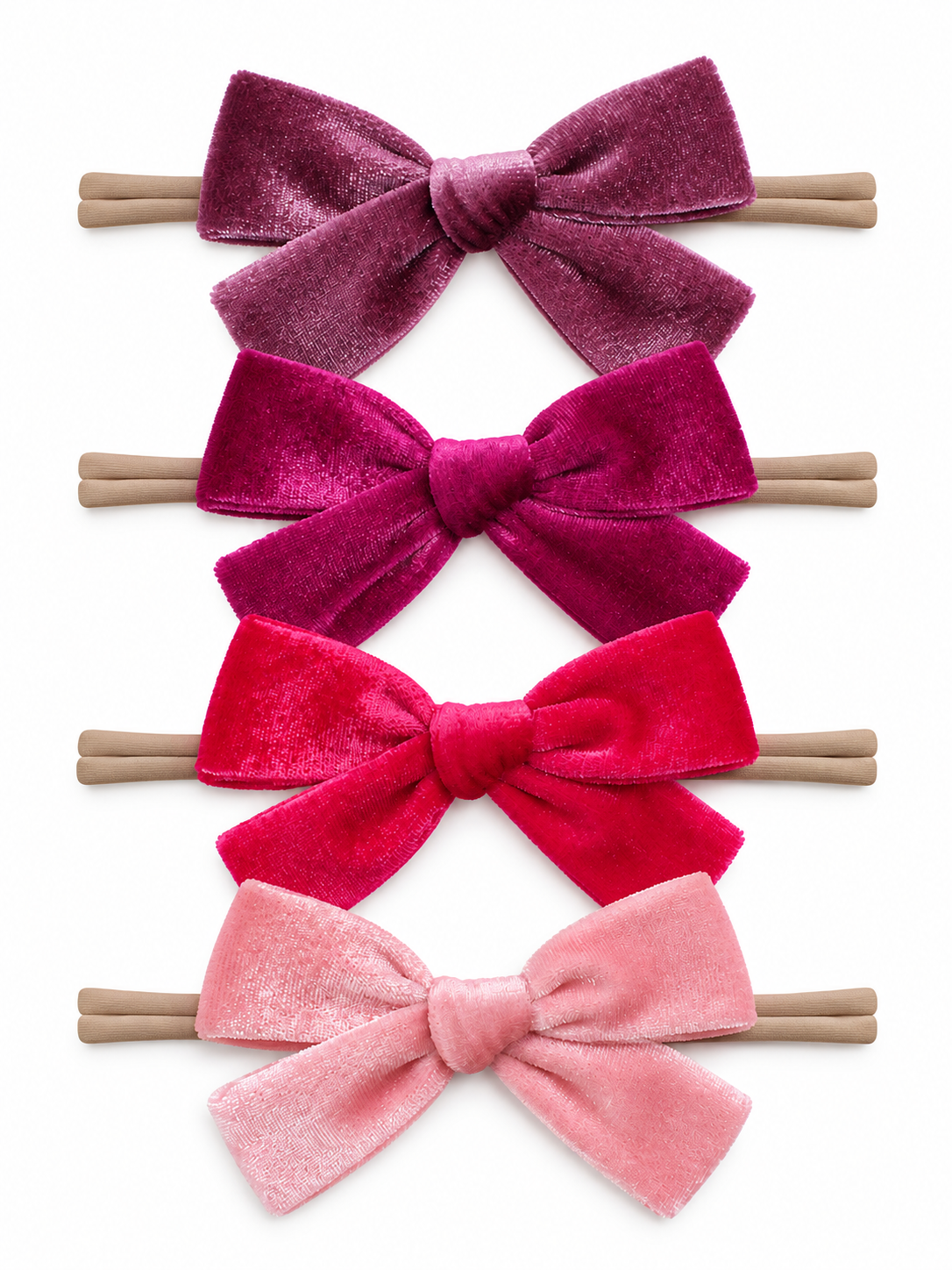 4-Pack Velvet Nylon Bows-Berry Crush