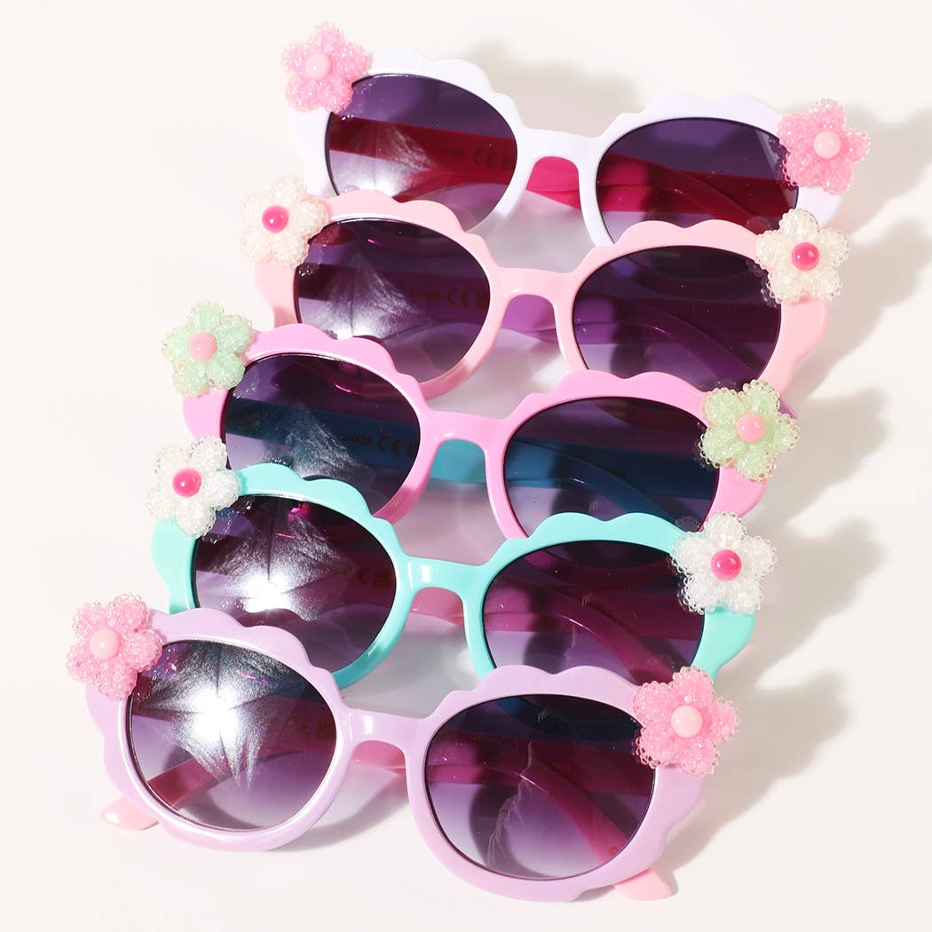 Colorful Fashion Sunglasses with Flower