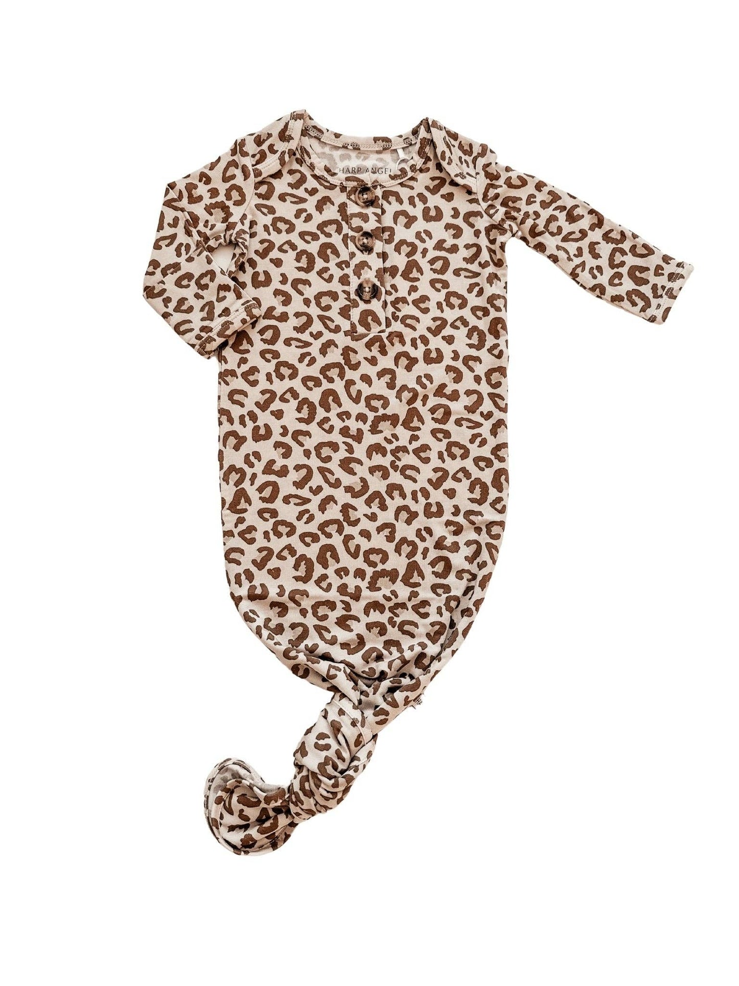 Knotted Baby Gown - Leopard